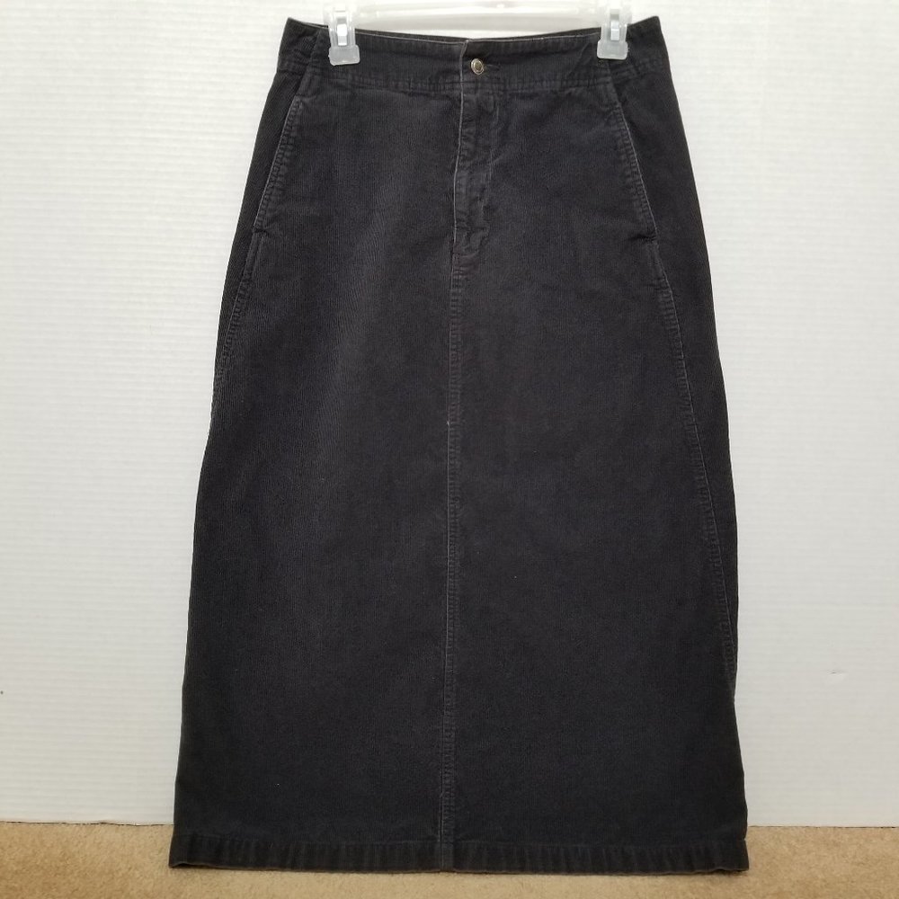 Eddie Bauer skirt 8P Petite long corduroy back split pockets Vintage? Y2K?